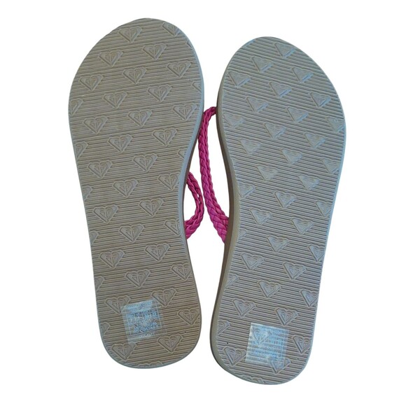 Roxy Flip Flop Thong Sandals Youth 3 Pink Braided Straps Raspberry Dream - Picture 4 of 4